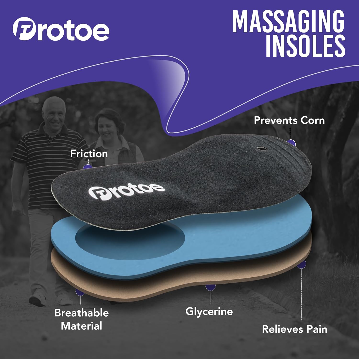 Massaging Insoles for Men and Women - Liquid Glycerin - Fits All Shoes - Adjustable for Sandals - Relief for Plantar Fasciitis, Heels Spurs, Arthritis  More (S Mens 5-6.5 Womens 7-8)