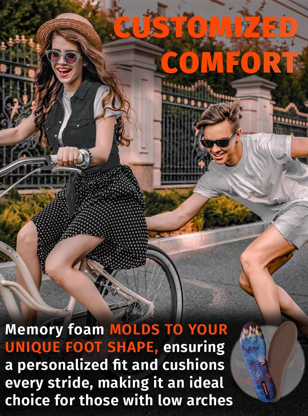 Memory Foam Insoles - Customized Comfort - Shock Absorbing for Foot Pain Relief - Breathable - Replacement Shoe Inserts for Men and Women Work Boot, Sneakers (Men 12.5 - Women 13.5, Gray)