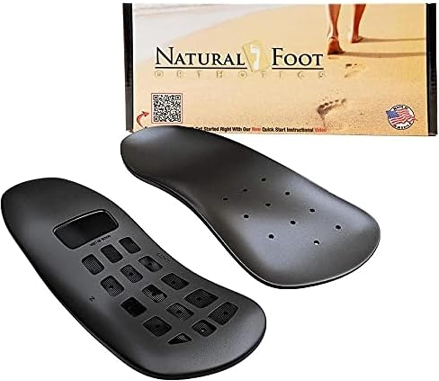 Natural Foot Orthotics 3/4 Stabilizer Insoles | Podiatrist-Designed Inserts | Improve Balance, Plantar Fasciitis, Heel Spurs,  Foot Pain Relief | Semi-Rigid Flat Arch Support | Slim