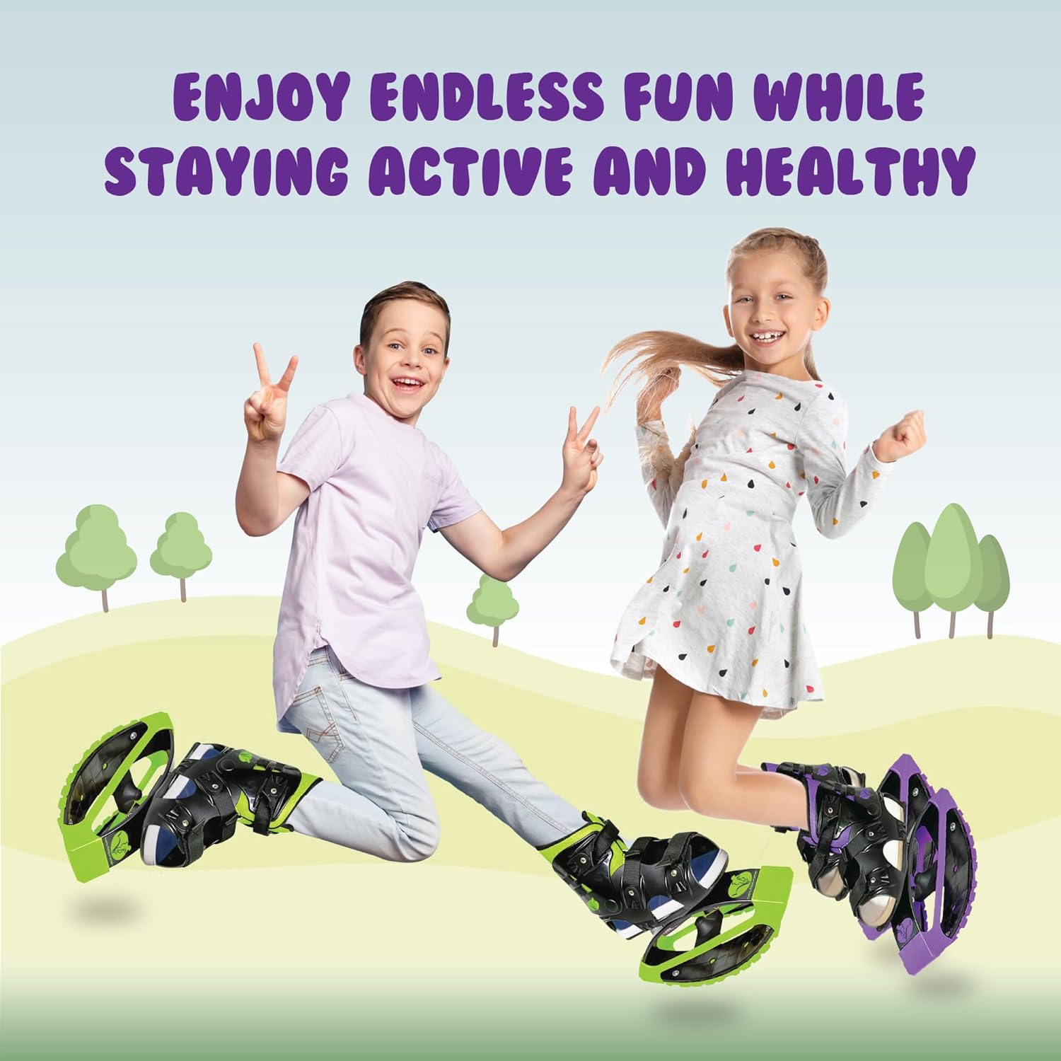 New Bounce Jumping Shoes - Kangaroo Jumping Shoes for Kids - Exercise Moon Shoes - Bouncy Shoes for Ages 8-12 - Size 1-6 (32-38 EU)