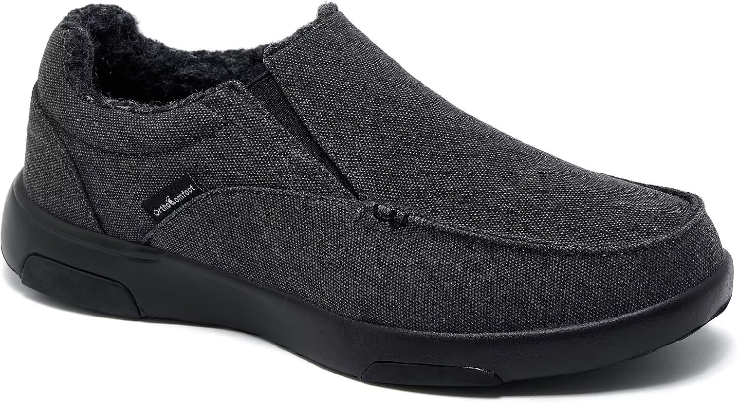 OrthoComfoot Mens Orthopedic Comfortable Slip-On Shoes with Arch Support, Orthotic Loafers for Plantar Fasciitis, Canvas Leisure Vintage Flat Walking Shoes for Foot and Heel Pain Relief