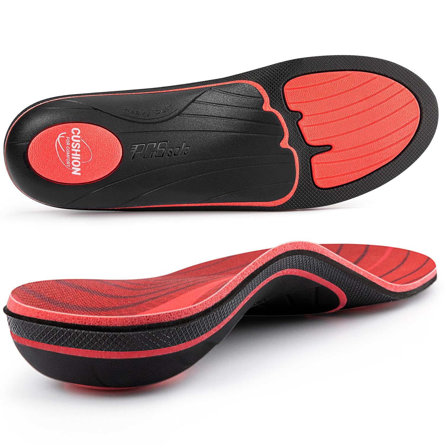 PCSsole Plantar Fasciitis Insoles Men Women- 220+lbs Heavy Duty High Arch Support Inserts with Comfort Cushion Orthotic Pain Relief Insoles for Flat Feet - Arch Pain - Heel Pain -Work Boot Shoe Insole