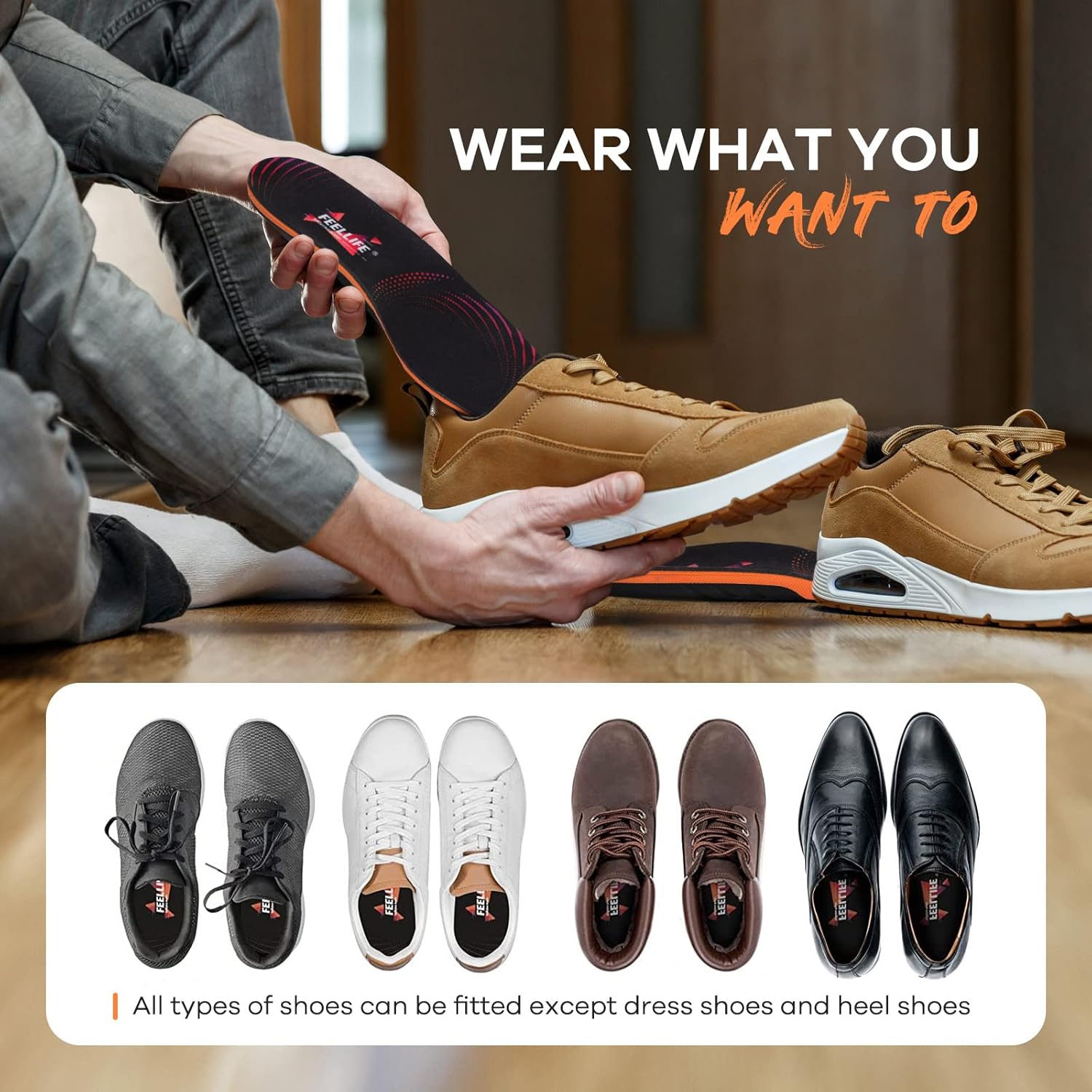 Plantar Fasciitis Relief Shoe Insoles [1-Pair], Arch Support Insoles, Running Athletic Gel Shoe Inserts, Orthotic Insoles for Arch Pain [Trim to Fit: Men 4-7/Women 5-8]