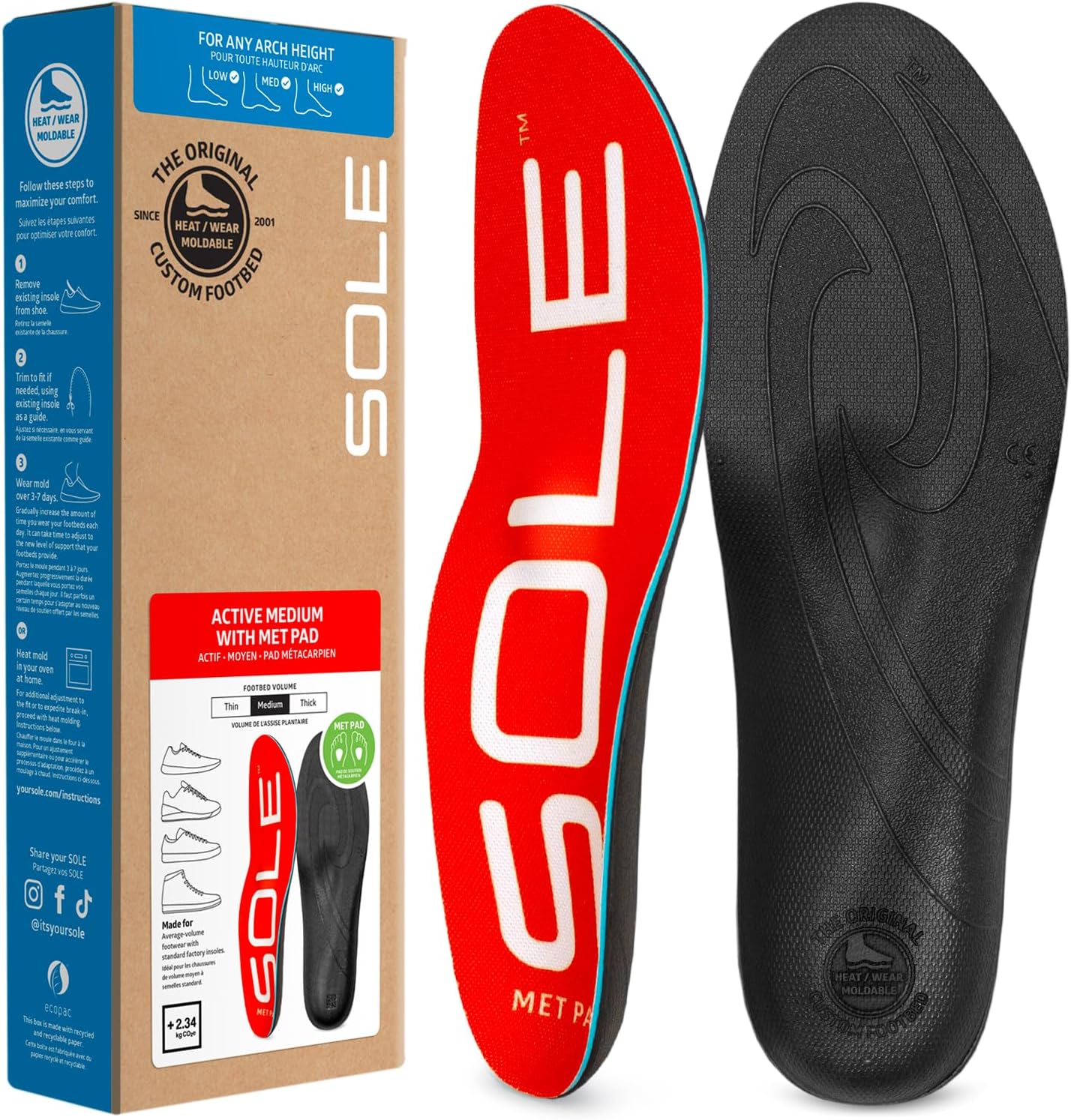 SOLE Active Medium + Met Pad Insoles - Orthotic Arch Support Inserts + Metatarsal Pads for Metatarsalgia  Neuroma Relief - Mens 10/Womens 12, 1 Pair SOLE Active Medium + Met Pad Insoles - Orthotic Arch Support Inserts + Metatarsal Pads for Metatarsalgia  Neuroma Relief - Mens 10/Womens 12, 1 Pair