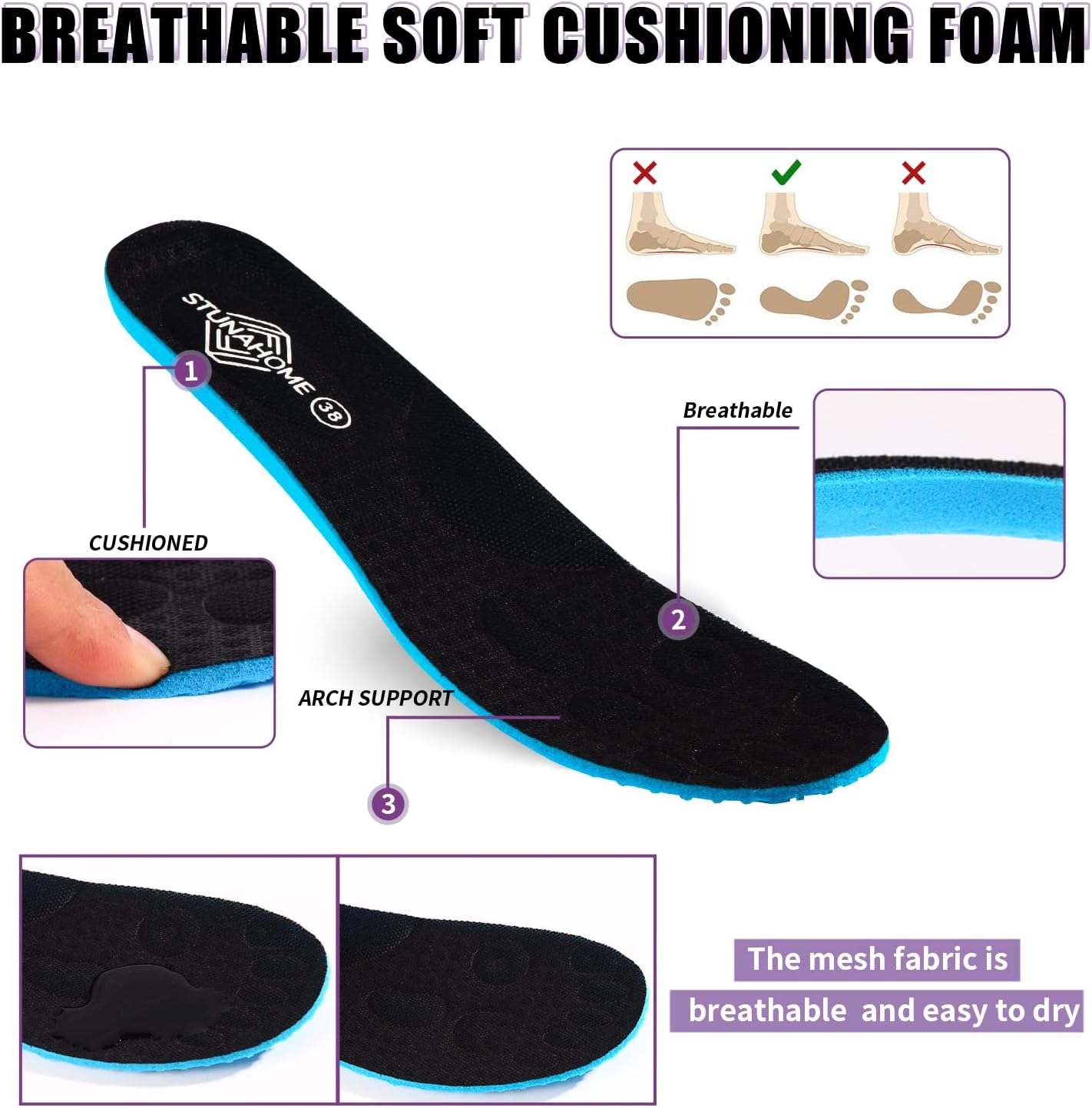 STUNAHOME Orthopedic Sneakers Breathable Women Walking Shoes Slip on Trainers Womens Comfortable Casual Ladies Athletic Shoe Thick Bottom