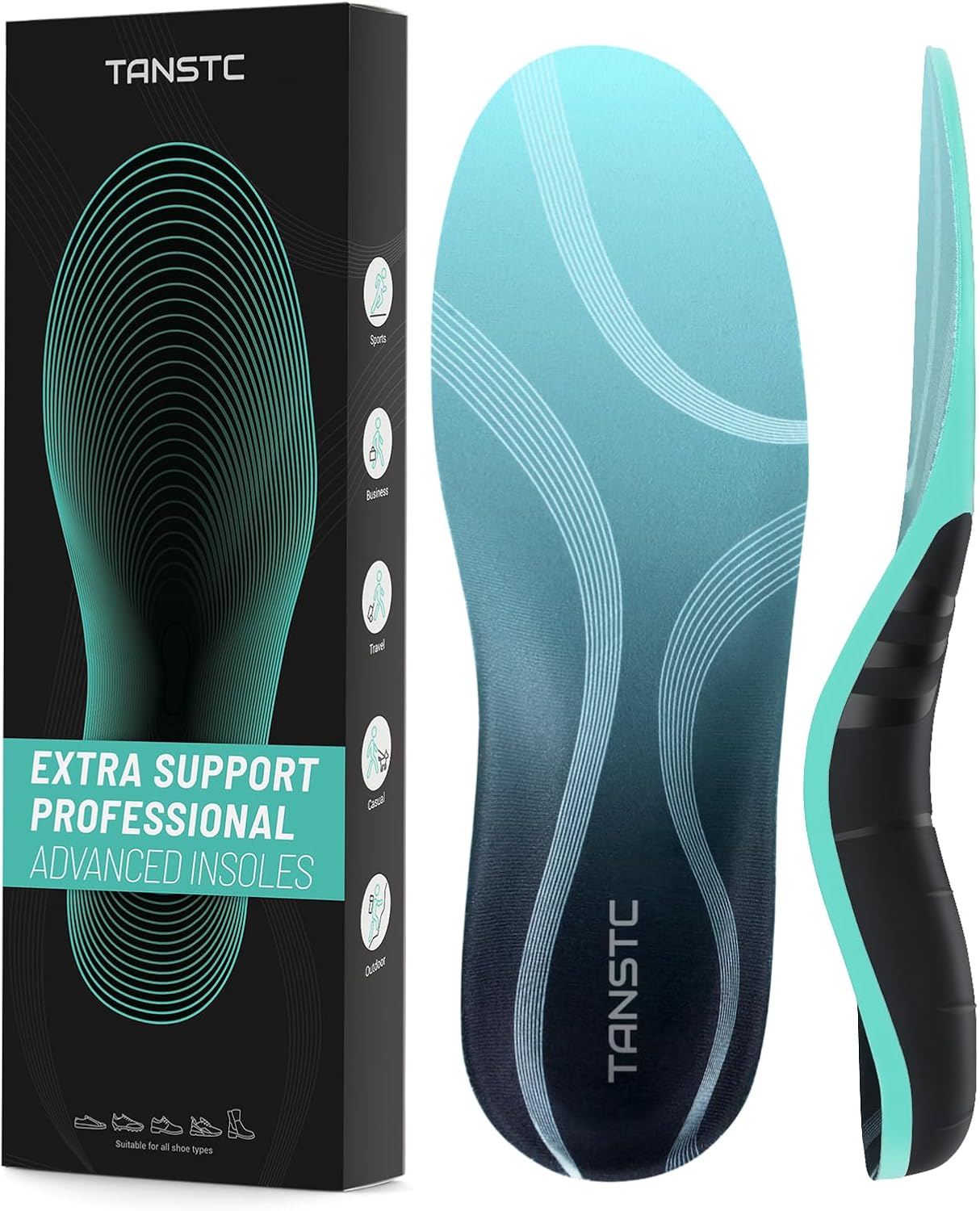 TANSTC High Arch Support Insoles for Shoes - Reduce Foot Pain, Improve Balance, and Provide Arch Support TANSTC High Arch Support Insoles for Shoes - Reduce Foot Pain, Improve Balance, and Provide Arch Support