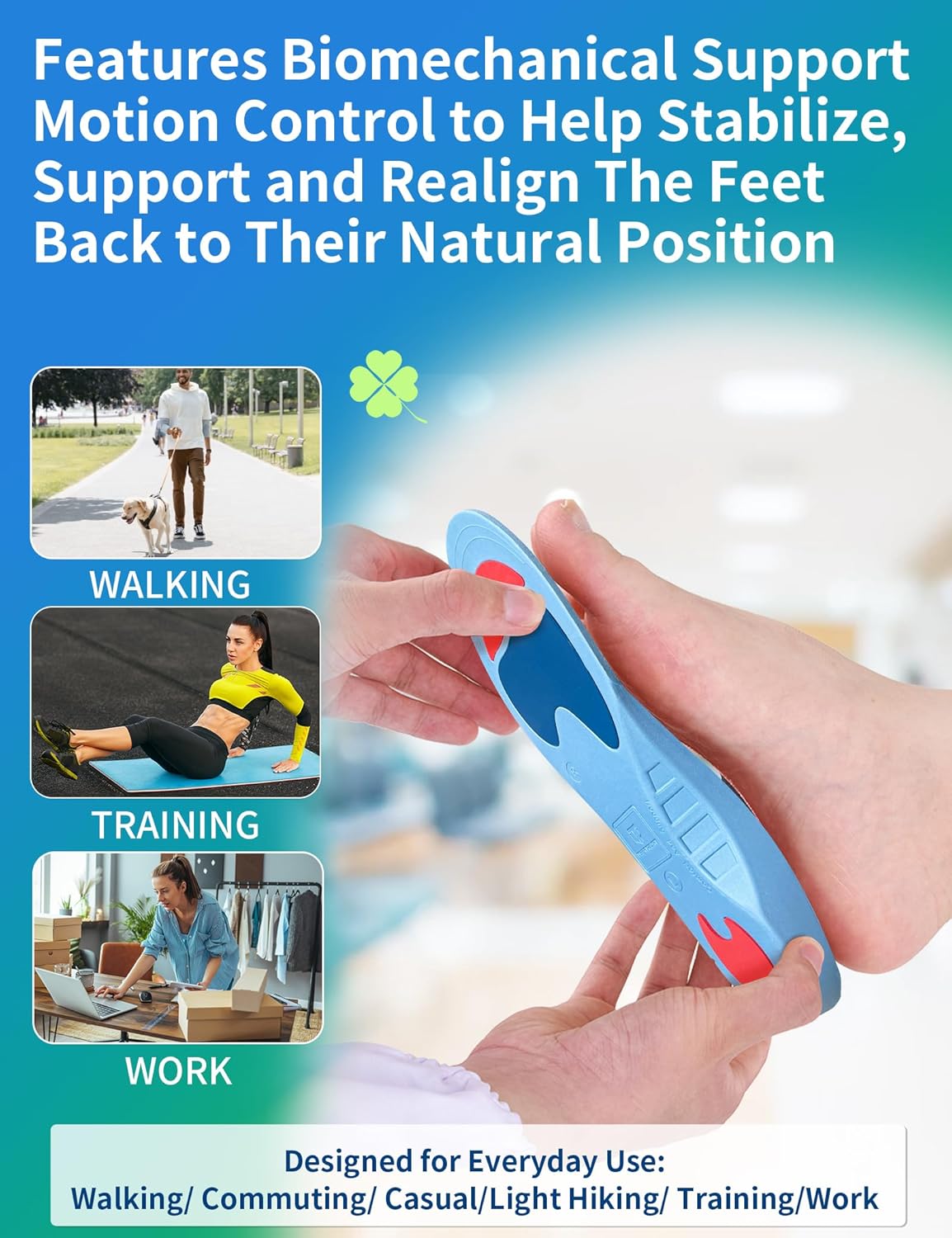 Over-Pronation Orthotic Insoles,Plantar Fasciitis Arch Support Inserts for Foot Pain Relief,Thin Shoe Insoles for Flat Feet,Women Men Everyday Use Insoles for Walking,Standing-XXL