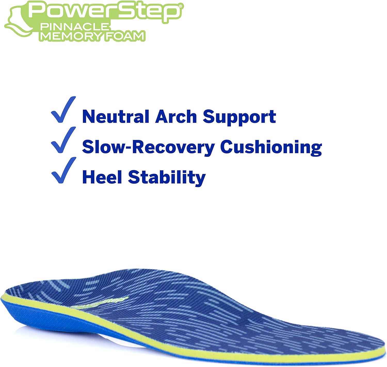 PowerStep Pinnacle Memory Foam Orthotics Insoles, Heel and Arch Support, Plantar Fasciitis Relief, Mild Pronation, Fat Pad Atrophy, Cushioned Orthotics for Men and Women, Made in The USA