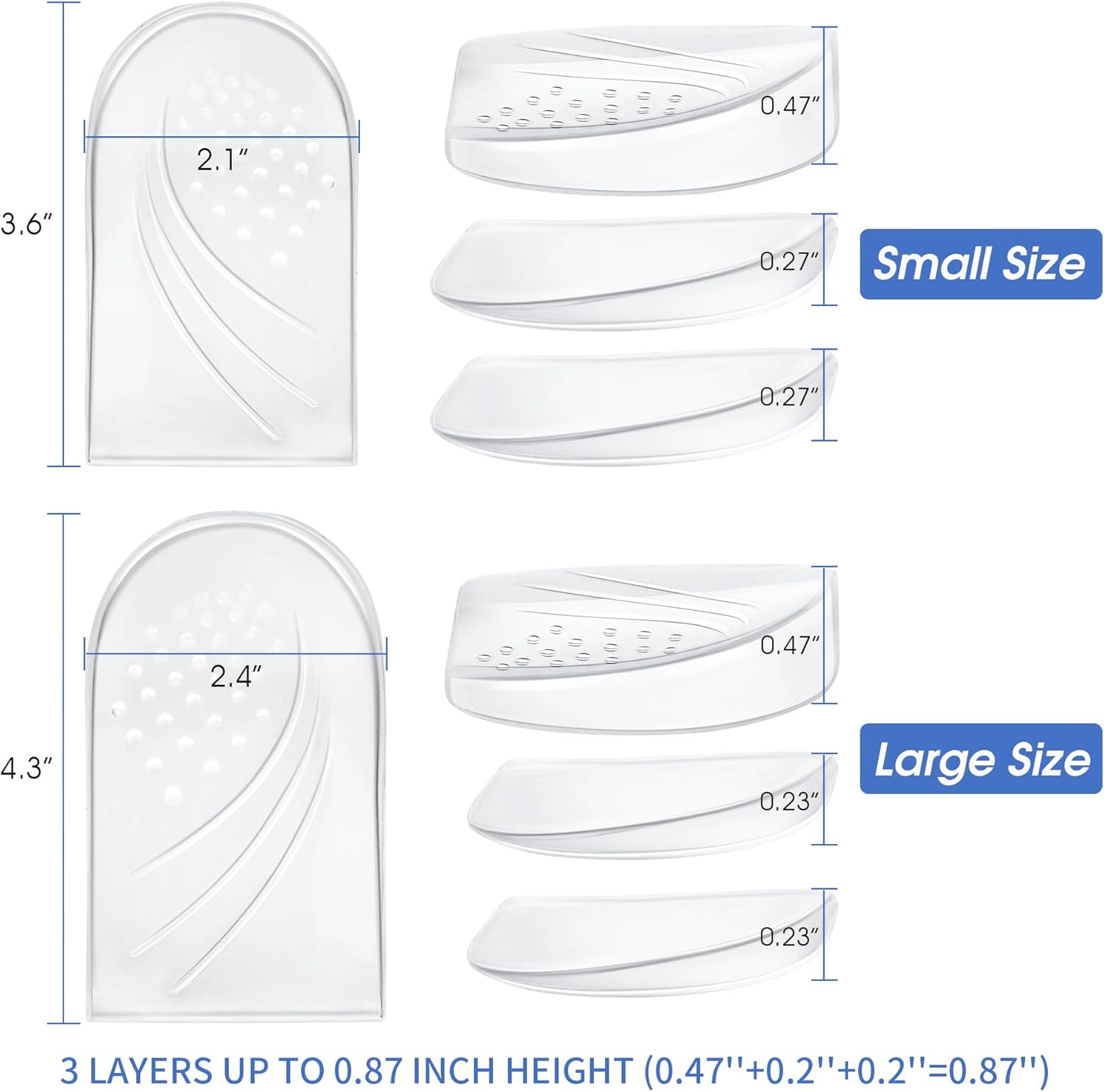 Adjustable Heel Wedge Inserts Layers for Supination Pronation Correction, Medial Lateral Heel Insoles for Knee Pain, Foot Alignment, Bow Legs, Men, Women (Transparent, Large) Adjustable Heel Wedge Inserts Layers for Supination Pronation Correction, Medial Lateral Heel Insoles for Knee Pain, Foot Alignment, Bow Legs, Men, Women (Transparent, Large)