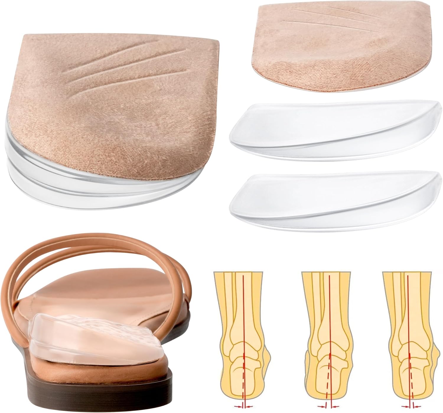 Adjustable Heel Wedge Inserts Layers for Supination Pronation Correction, Medial Lateral Heel Insoles for Knee Pain, Foot Alignment, Bow Legs, Men, Women (Transparent, Large) Adjustable Heel Wedge Inserts Layers for Supination Pronation Correction, Medial Lateral Heel Insoles for Knee Pain, Foot Alignment, Bow Legs, Men, Women (Transparent, Large)