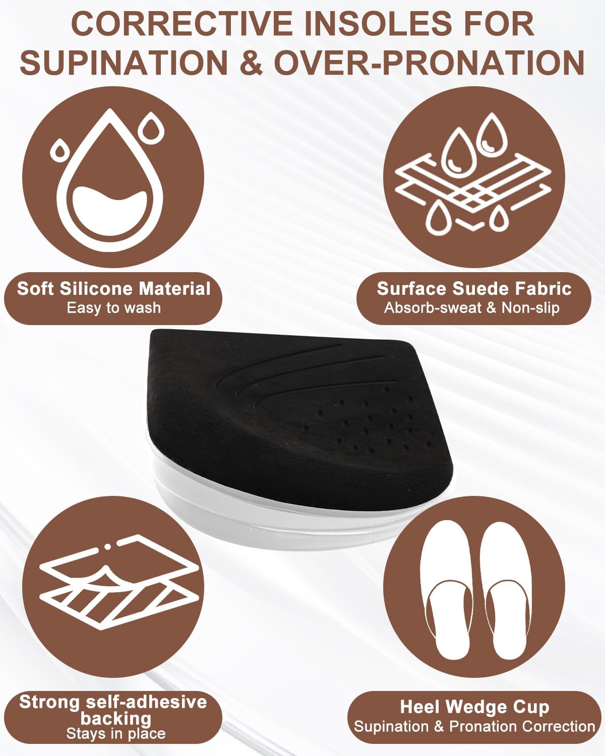 2 Pairs Layer Corrective Insoles for Supination Overpronation Correction, Adhesive Lateral Heel Wedge Inserts for Bow Legs, Knock Knee Pain, Foot Alignment (L: W 7-11, M 7-10, Black) 2 Pairs Layer Corrective Insoles for Supination Overpronation Correction, Adhesive Lateral Heel Wedge Inserts for Bow Legs, Knock Knee Pain, Foot Alignment (L: W 7-11, M 7-10, Black)