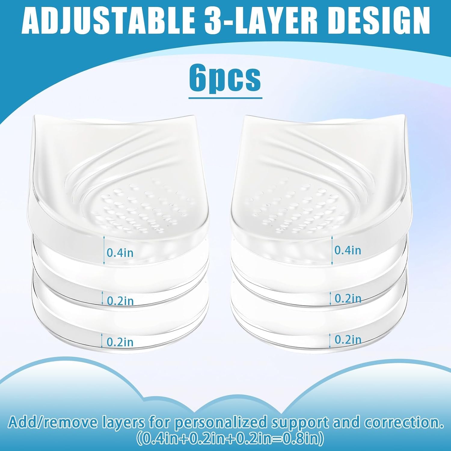 6PCS Adjustable Heel Wedge Inserts for Supination Overpronation Insoles Correction, Orthotic Insoles for Over Pronation Correction Insoles (L: W 7-11, M 7-10 Layers)-0.40.20.2 6PCS Adjustable Heel Wedge Inserts for Supination Overpronation Insoles Correction, Orthotic Insoles for Over Pronation Correction Insoles (L: W 7-11, M 7-10 Layers)-0.40.20.2