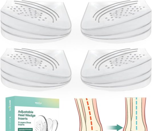 Heel Wedge for Supination & Pronation Correction – (2 Pairs) Welnove 3 Layers Adjustable Supination Insoles, Adhesive Medial & Lateral Heel Inserts for Knee Pain, Bow Legs, Foot Alignment – Size L
