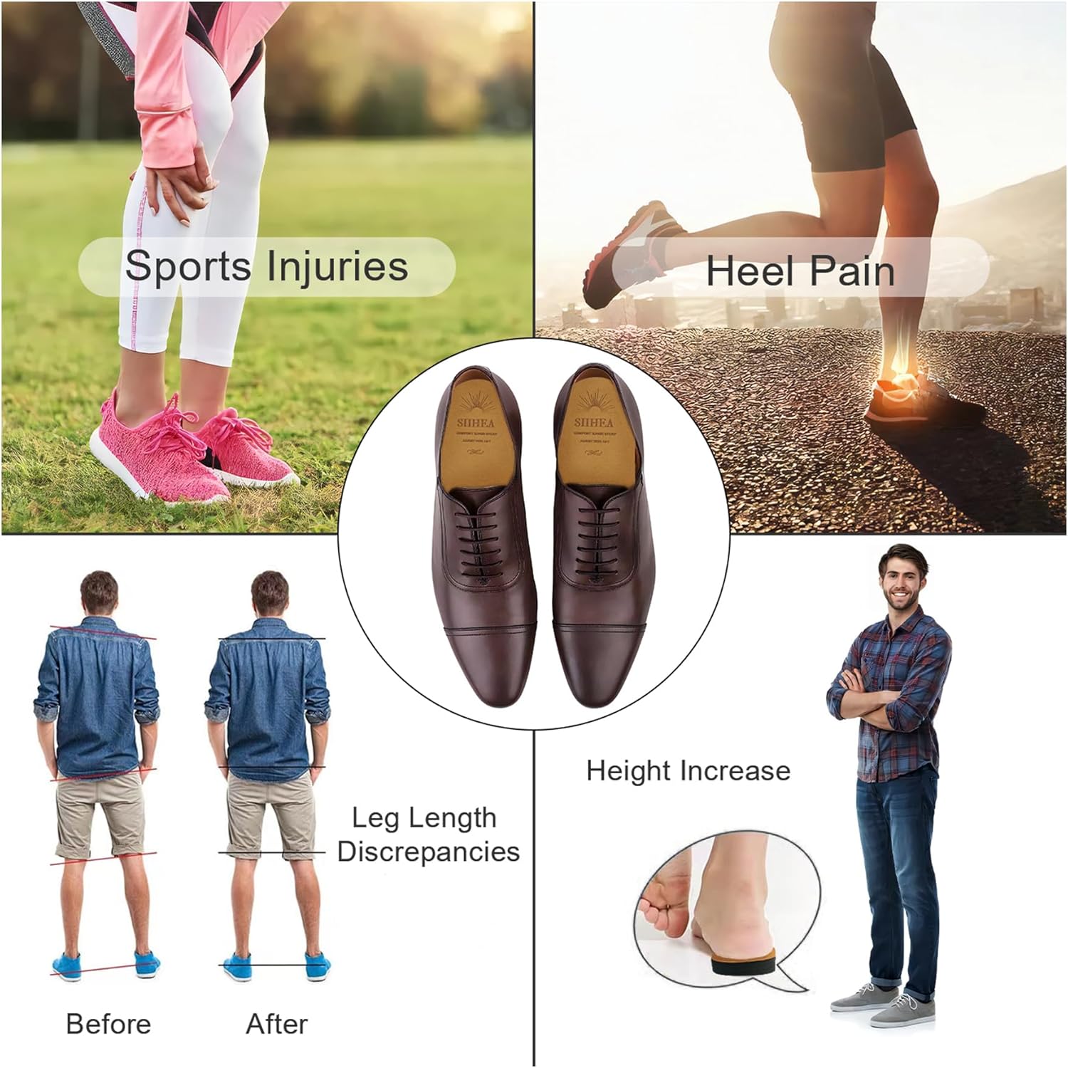 SIIHEA Adjustable Heel Lifts for Shoes,/4 Height Increase Insoles for Achilles Tendonitis, Heel Pain, Leg Length Discrepancy, Plantar Fasciitis, Shoe Lifts (Large (1 Pair), Brown) SIIHEA Adjustable Heel Lifts for Shoes,/4 Height Increase Insoles for Achilles Tendonitis, Heel Pain, Leg Length Discrepancy, Plantar Fasciitis, Shoe Lifts (Large (1 Pair), Brown)