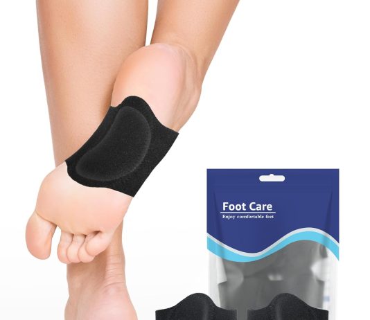 Arch Support Brace (2 Pack) – Adjustable, Non-Slip Arch Wraps with Soft Elastic Silicone Pads for Foot Care